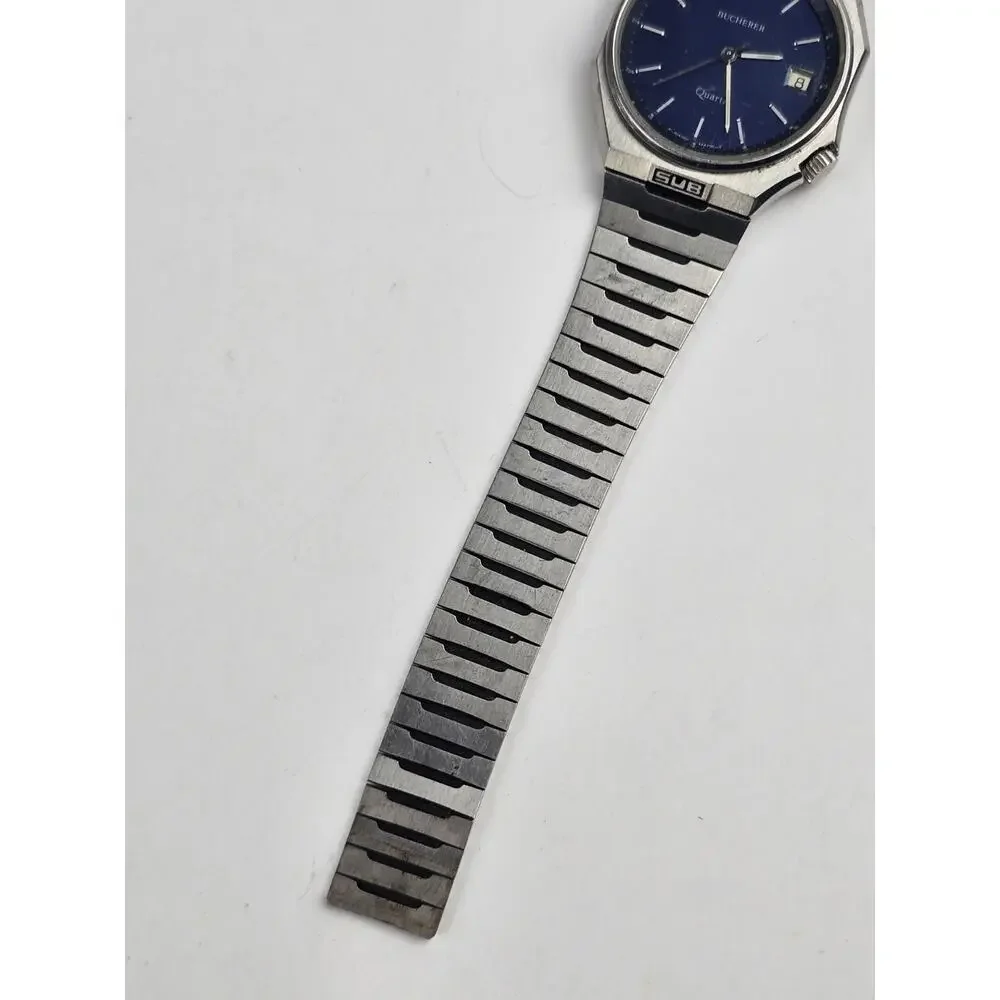 Bucherer Men's Quartz SUB watch Blue Dial -Lock Down Crown Swiss Made 35mm